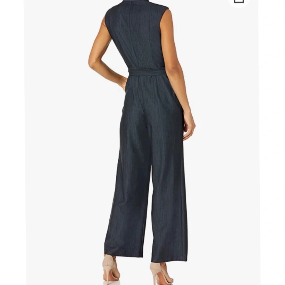 Calvin Klein Belted Chambray Jumpsuit - Picture 2 of 4